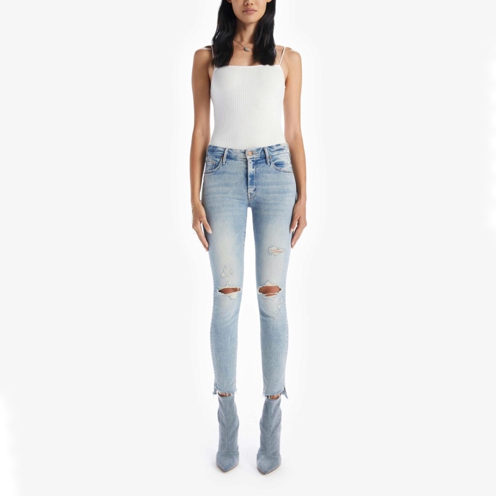 MOTHER • Looker Ankle Step Fray Jeans in Cut Flowers